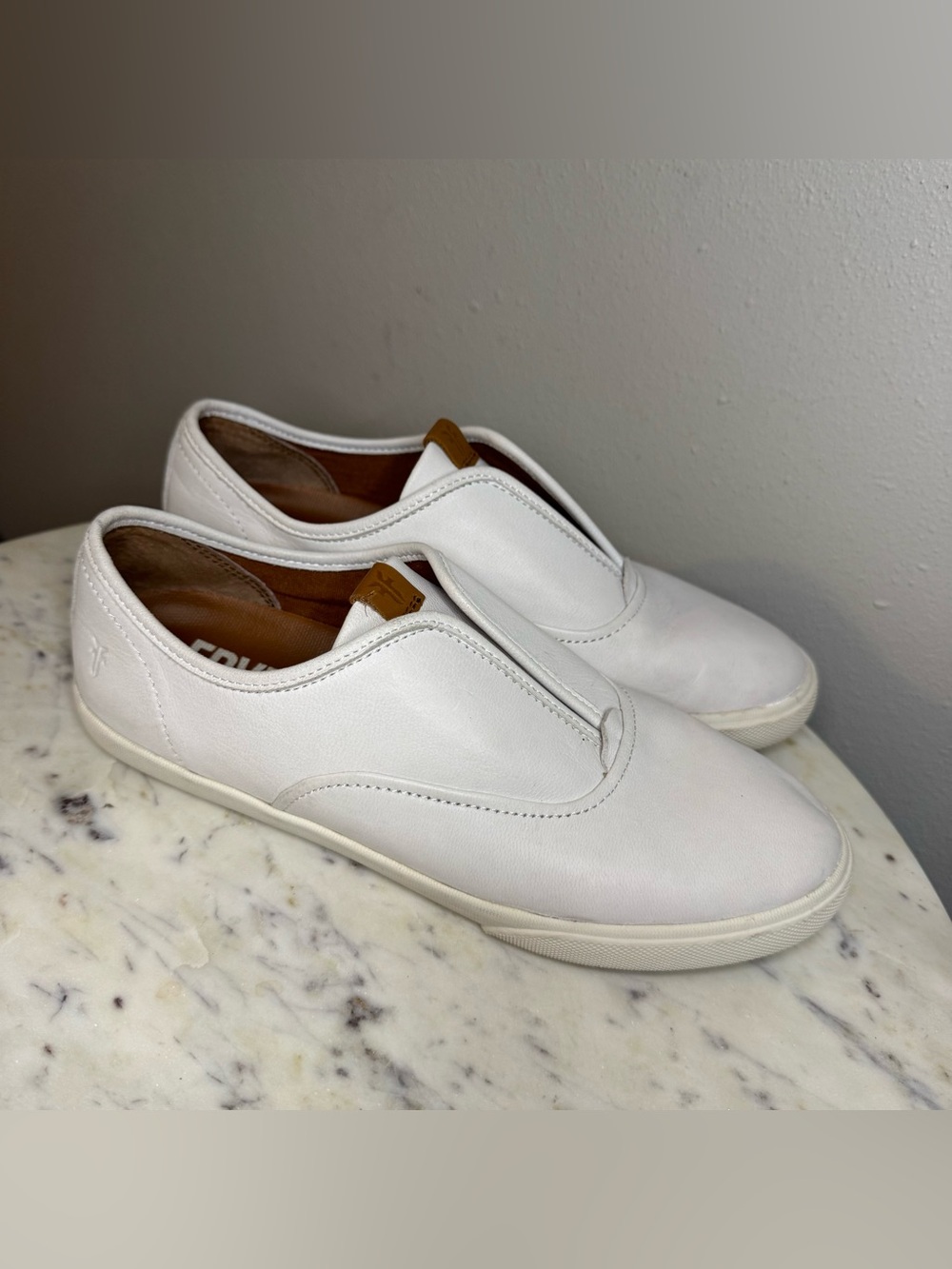 Frye Maya Sneakers Size 7 slip on 
Leather white shoes MAKE ME AN OFFER!